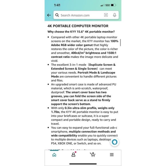 KYY 4K Portable Monitor 15.6” - Picture 8 of 10